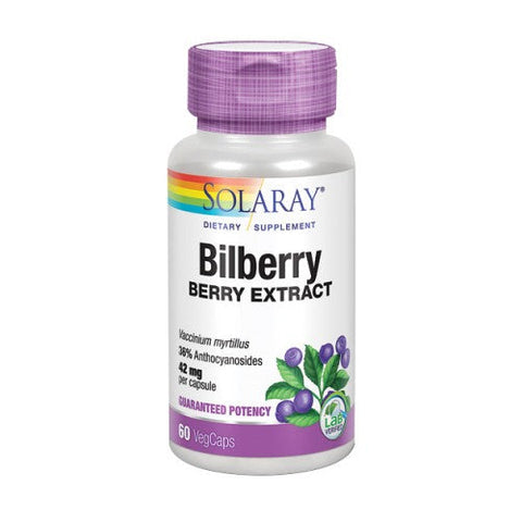 Solaray, Bilberry Berry Extract, 42 mg, 60 Veg Caps Solaray