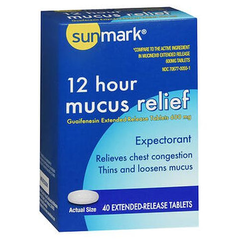 Sunmark, 12 Hour Mucus Relief, 600 mg, 40 Tabs Sunmark