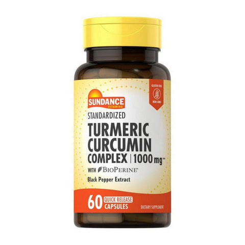 Sundance, Turmeric Curcumin Complex With Bioperine Black Pepper Extract Quick Release Capsules, 1000 mg, 60 Tabs Sundance