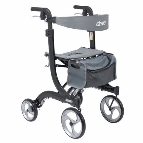Drive Medical, 4 Wheel Rollator Nitro Black Tall Height Aluminum Frame, Count of 1 Drive Medical