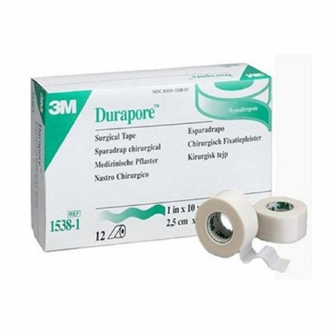 3M, Medical Tape 3M Durapore Silk-Like Cloth 1 Inch X 10 Yard White NonSterile, Case Of 10 3M