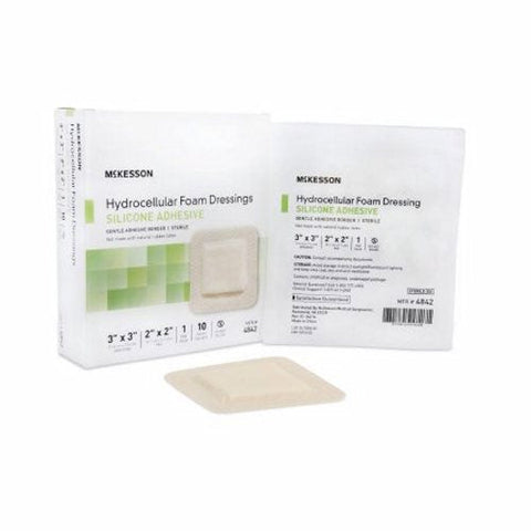 McKesson, Foam Dressing 3 X 3 Inch With Border Film Backing Silicone Gel 4842, Count of 1