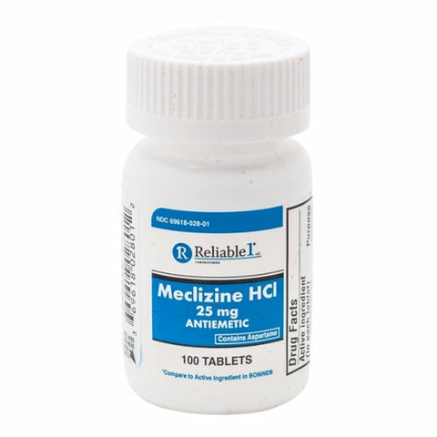 Reliable1, Meclizine HCL, 25 mg, 100 Tabs Reliable1