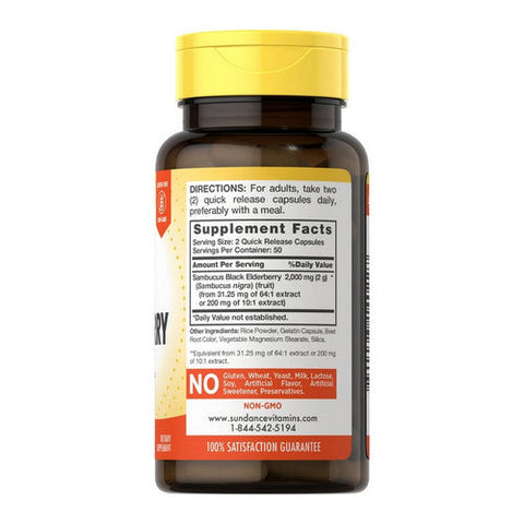 Sundance, Sambucus  Black Elderberry, 1000 mg, 100 Caps Sundance
