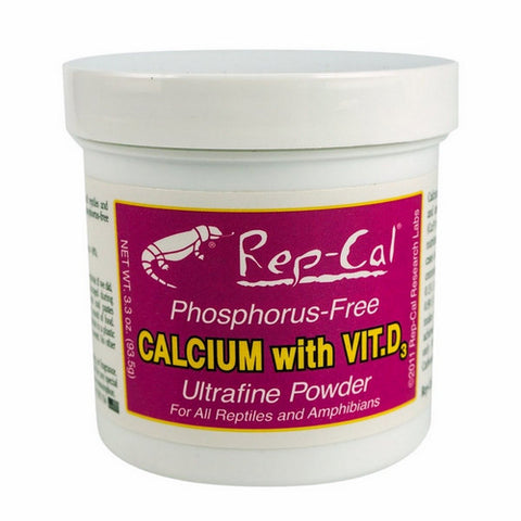 Phosphorus Free Calcium with Vitamin D3 - Ultrafine Powder 3.3 oz by Rep-Cal