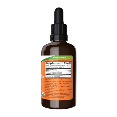 Now Foods, Organic Ashwagandha Liquid Extract, 2 Oz Now Foods