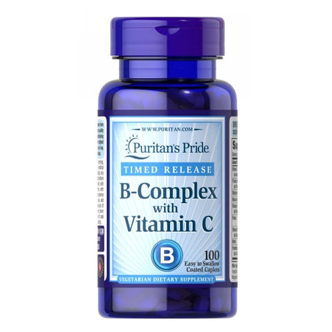 Puritan's Pride, Vitamin B-Complex + Vitamin C Time Release, 100 Caplets Puritan's Pride