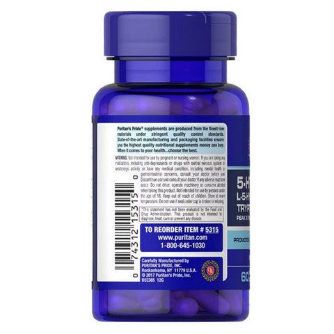 Puritan's Pride, 5-HTP 100 (Griffonia Simplicifolia), 100 mg, 60 Capsules Puritan's Pride