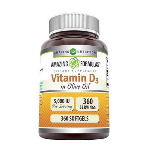Amazing Formulas Vitamin D3 with Organic Olive Oil 360 Softgels by Amazing Nutrition