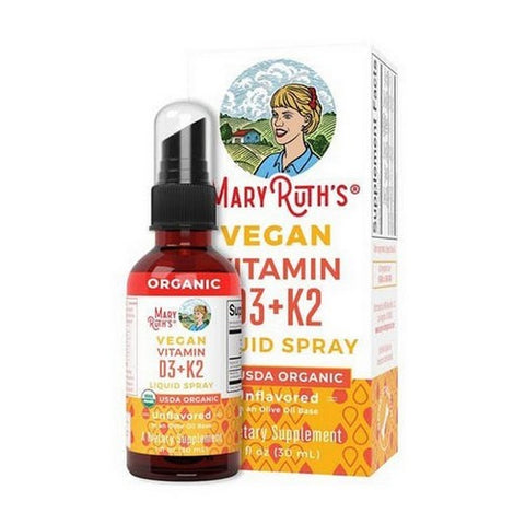 Organic Unflavored D3 + K2 Liquid Spray 1 Oz by MaryRuth's