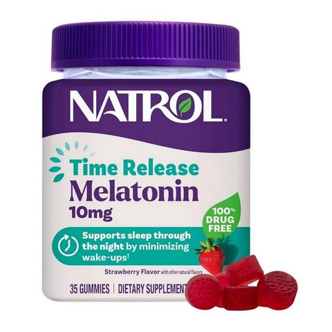 Natrol, Melatonin Gummies Time Release Strawberry, 10 Mg, Strawberry 35 Count Natrol