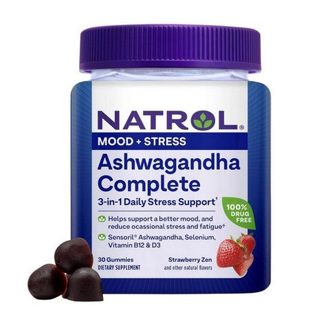 Ashwagandha Complete Gummy 3-in-1 Daily Stress Support 30 Count by Natrol