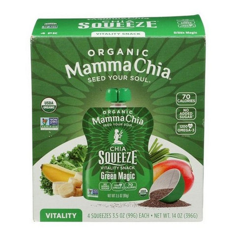 Organic Chia Squeeze Green Magic 3.5 Oz X 4 Count (Case Of 6) by Mamma Chia