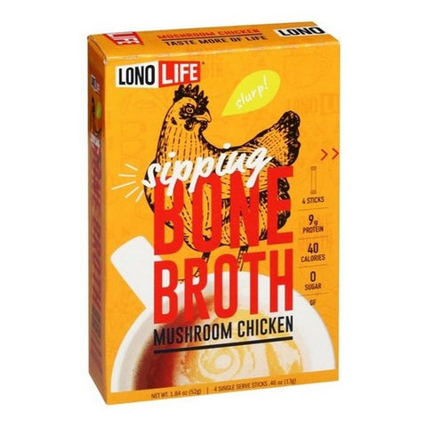 Lonolife, Sipping Bone Broth Mushroom Chicken, 0.46 Oz X 4 Count (Case Of 6) Lonolife