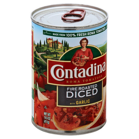 Fire Roasted Diced Roma Tomatoes With Garlic Garlic 14.5 Oz (Case Of 12) by Contadina