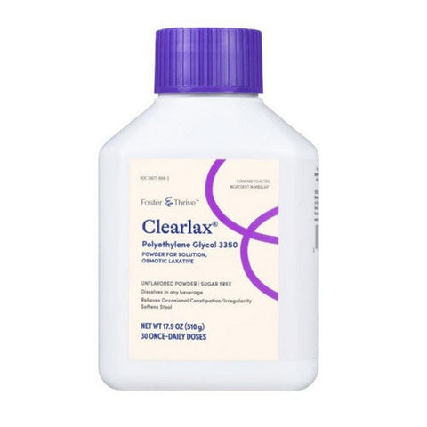 Foster And Thrive, Clearlax Polyethylene Glycol 3350 Powder For Solution Unflavored, 17.9 Oz Foster And Thrive
