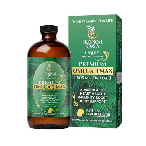 Omega-3 Fish Oil Liquid 16 Oz by Tropical Oasis