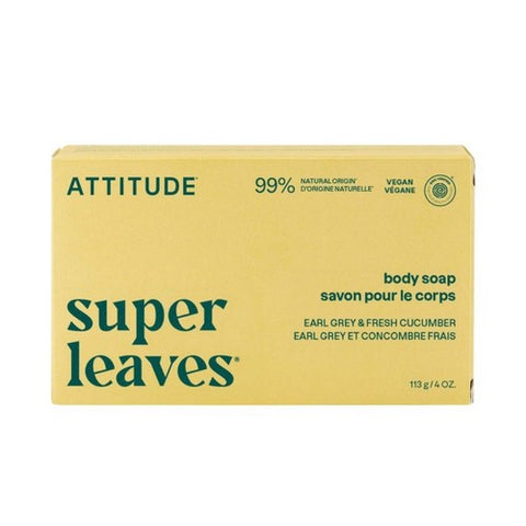 Super Leaves Body Soap Bar Earl Grey And Fresh Cucumber 4 Oz by Attitude