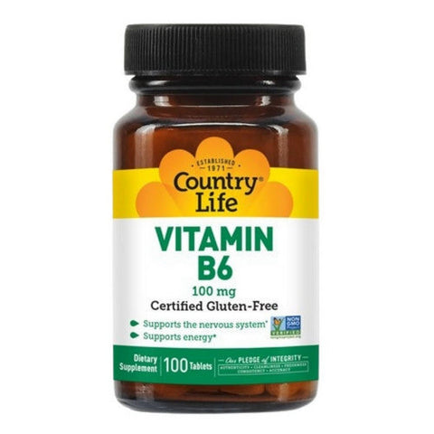 Country Life, High Potency Vitamin B-6, 100 MG, 100 Tabs Country Life