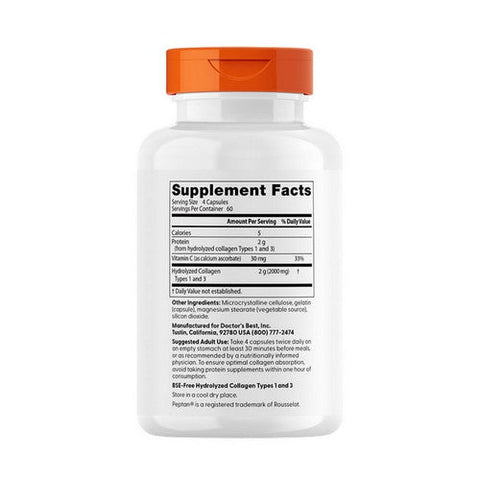 Doctors Best, Collagen Types 1 And 3 & Vitamin C, 2000 Mg, 240 Caps Doctors Best