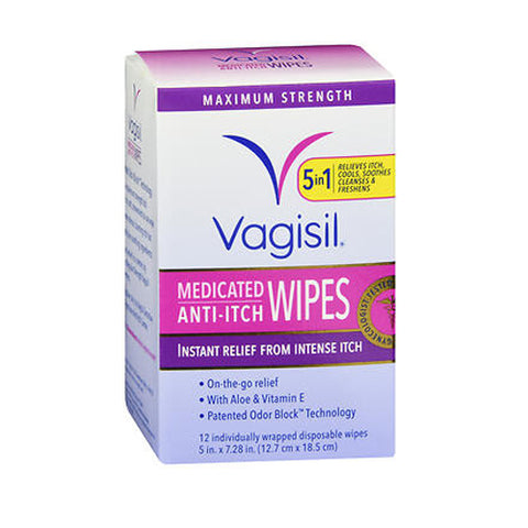 Vagisil, Medicated Anti-Itch Wipes Maximum Strength, 12 Count Vagisil