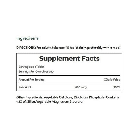 Nature's Bounty, Folic Acid, 800 Mcg, 250 Tabs