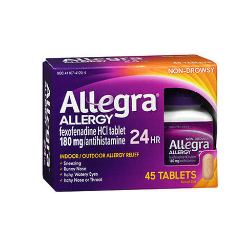 Allegra, Adult Allergy Tablets 24 Hour, 180 mg, 45 tabs Allegra