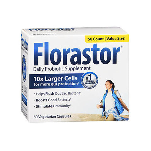 Florastor, Dual Action Probiotic Vegetarian Capsules, 250 Mg, 50 Count Florastor